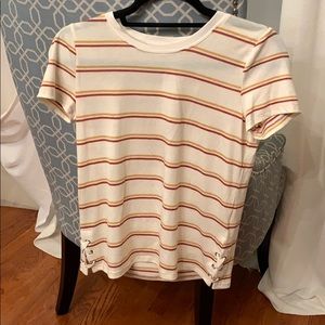Kohl’s Pink Republic Striped Lace Up Sides TShirt